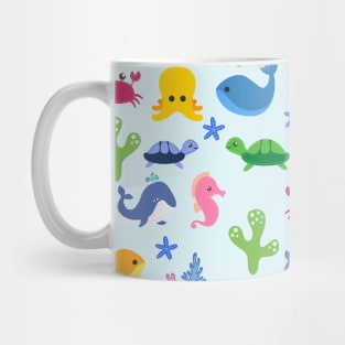 Sea Animal Face Mask, Under The Sea Face Mask, Whale, Turtle, Seahorse. Mug